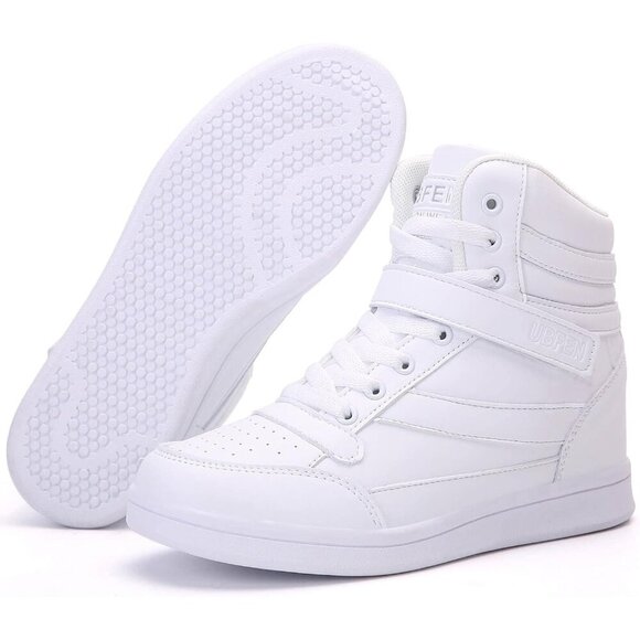 🆕 Brand Women's White Hidden Wedge High Top Sneakers Boots 5.5cm Casual Sport - Picture 2 of 9